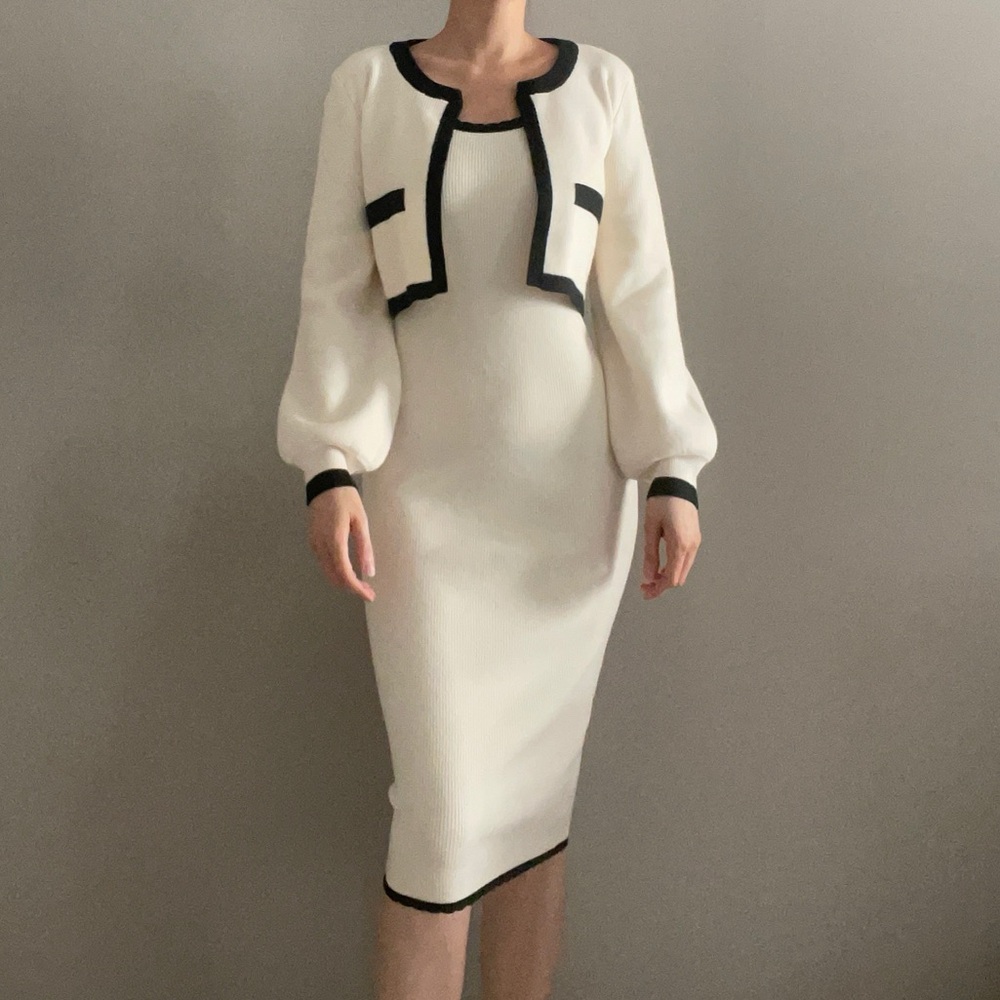 Elegant White and Black Women's Dress